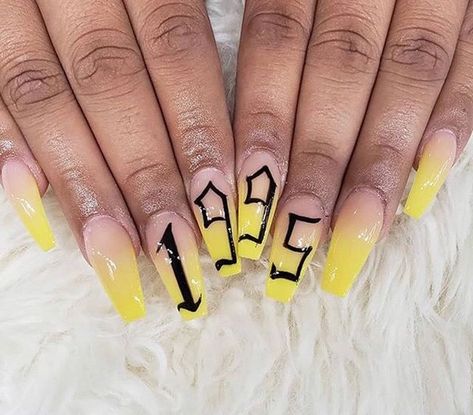 1995 Nail Design, 1995 Nails, Birthday Nails Purple, Birthday Baddie, Natural Acrylic, Natural Acrylic Nails, Nails Purple, Casual Nails, Yellow Nails