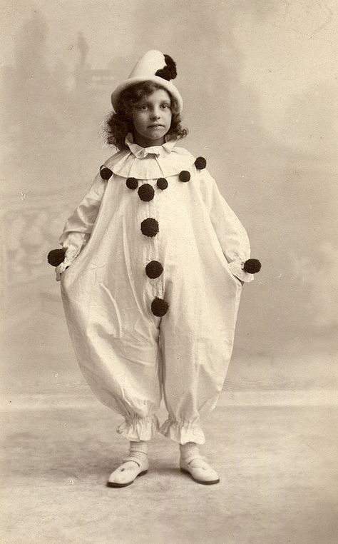 Child dressed as a pierrot | by lovedaylemon Pierrot Costume, 3 People Costumes, Cirque Vintage, Vintage Halloween Photos, Pierrot Clown, Vintage Children Photos, Vintage Halloween Costume, Vintage Clown, A Clown