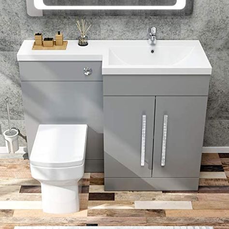 L Shape Bathroom Vanity, L Shape Bathroom, Bathroom Vanity Units Uk, L Shaped Bathroom Vanity, L Shaped Bathroom, Grey Vanity Unit, Toilet And Sink Unit, Bathroom Sink Units, Grey Vanity