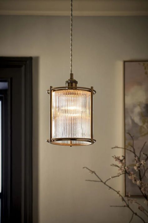 Victorian Terrace Hallway, Hallway Pendant Lighting, Hallway Ceiling, Victorian Lighting, Victorian Hallway, Stairwell Lighting, Cottage Lighting, Hall Lighting, Reeded Glass