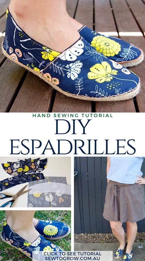 How To Make Your Own Shoes, How To Blanket Stitch, Diy Espadrilles, Diy Blankets No Sew, Huge Blanket, Full Bust Adjustment, Diy Blanket Ladder, Hand Sewing Projects, Espadrilles Shoes