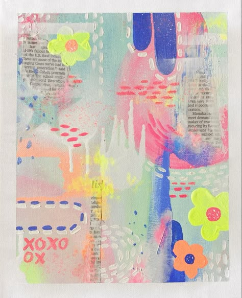 Preppy Abstract Painting, 2023 Art, Dorm Paintings, Bright Abstract Art, Bible Doodling, Art Brushes, Digital Print Fabric, Mark Making, Modern Painting