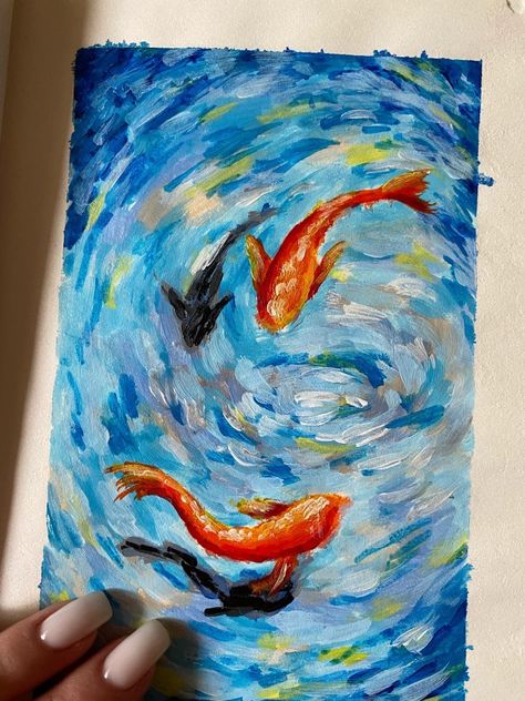 Koi Fish Oil Pastel, Oil Pastel Inspiration, Oil Pastel Colours, Acrylic Painting Inspiration, Gcse Art Sketchbook, Chalk Pastel, Oil Pastel Paintings, Simple Canvas Paintings, Cute Canvas Paintings