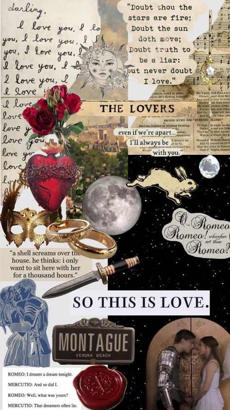 Romeo And Juliet 1996 Party, Romeo And Juliet Themed Wedding, Romeo And Juliet Moodboard, Romeo And Juliet Poster Ideas, Romeo And Juliet Collage, Romeo And Juliet Scrapbook, Romeo And Juliet Wedding Theme, Romeo And Juliet Project Ideas, Romeo And Juliet Background