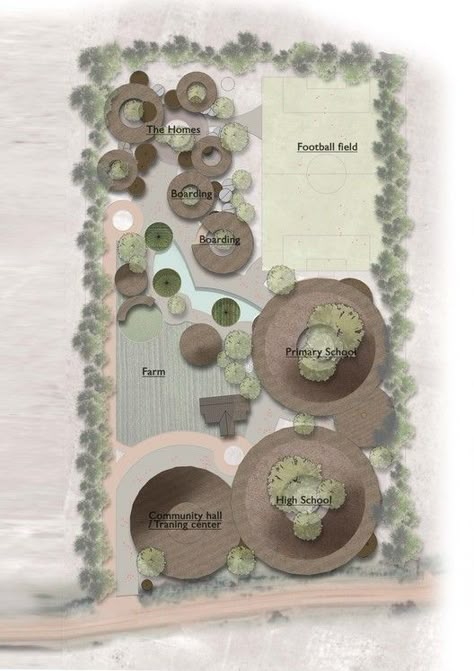 Gallery of An Eco-Village for Orphaned Kenyan Children - Competition Winners Announced - 11 Resort Master Plan Architecture, Eco Resort Architecture, Interior Architecture Presentation, Eco Village Community, Site Plan Rendering, Eco School, Site Development Plan, Rural Housing, Resort Plan