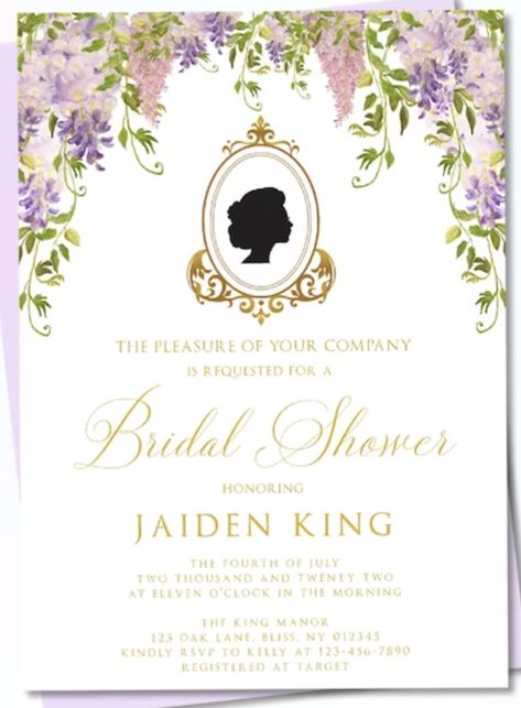 Wisteria Invitation, Quinceñera Invitations, Bridal Shower Tea Party Theme, Bridgerton Party, Themed Bridal Shower, Quinceanera Themes, Tea Party Theme, Sweet Sixteen Parties, Tea Party Bridal Shower