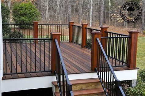 25+ Well Designed Deck Railing Ideas for your Beautiful Porch and Patio! | House & Garden DIY Metal Deck Railing, Deck Building Plans, Decking Options, Deck Railing Ideas, Deck Railing Design, Metal Railing, Metal Deck, Deck Colors, Hardwood Decking