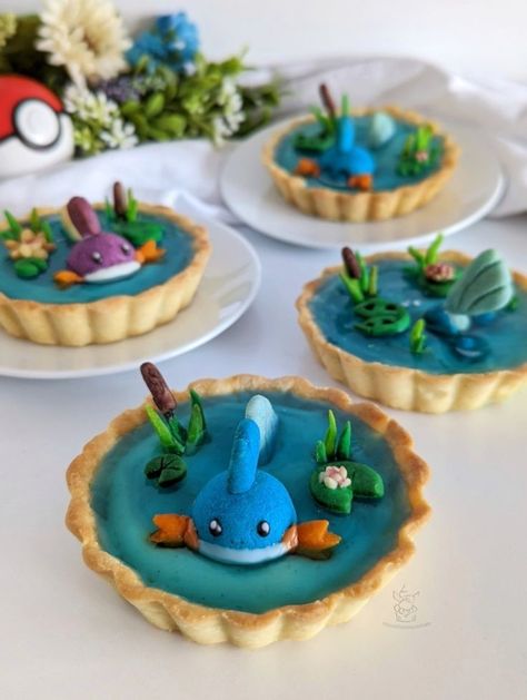 Pokemon Food Art, Pokémon Desserts, Pokemon Recipe, Pokemon Wedding, Pokemon Snacks, Pokemon Food, Pokémon Birthday, Pies Art, Baking Stuff