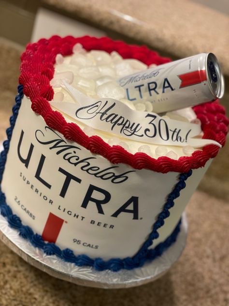 Michelob Ultra Beer Cakes For Men, Modelo Cake Ideas, Michelob Ultra Party Ideas, Beer Cake Ideas For Men, Ultra Beer Cake, Michelob Ultra Beer Cake, Michelob Ultra Cake, Beer Cakes For Men, Alcohol Birthday Cake