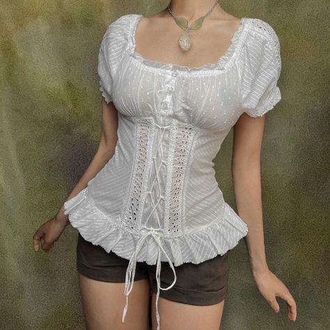 Dirndl Milkmaid Peasant Top 🕊️  ⚔️ corset lacing,... - Depop Milkmaid Corset Top, Milkmaid Tank Top, Peasant Top Outfit, Milk Maid Top, Milk Maid, Corset Lacing, Milkmaid Top, Top Corset, Sun Shirt