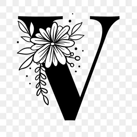 V Png, Botanical Capital Letter, Alphabet Typography, V Letter, Floral Font, Floral Alphabet, Png Floral, Drawing Letters, L Alphabet