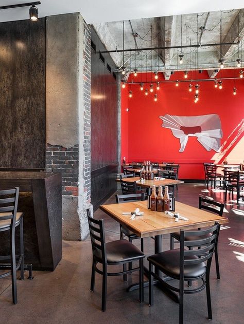 Guru BBQ Interior Design by Substance Architecture Vintage Restaurant Design, Bbq Restaurant Design, Restaurant Design Rustic, Bbq Station, Themed Restaurant, Bbq Restaurant, Vintage Restaurant, Restaurant Interior Design, Restaurant Interior