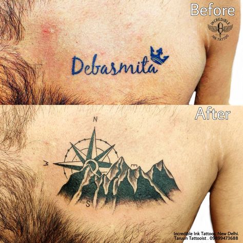 Tattoo With Mountains, Coverup Tattoo Designs, Cover Up Tattoos For Men Arm, Cover Up Name Tattoos, Hand Tattoo Cover Up, Tattoo Coverups, Tattoo Planet, Cover Up Tattoos For Men, Arm Tattoos For Guys Forearm