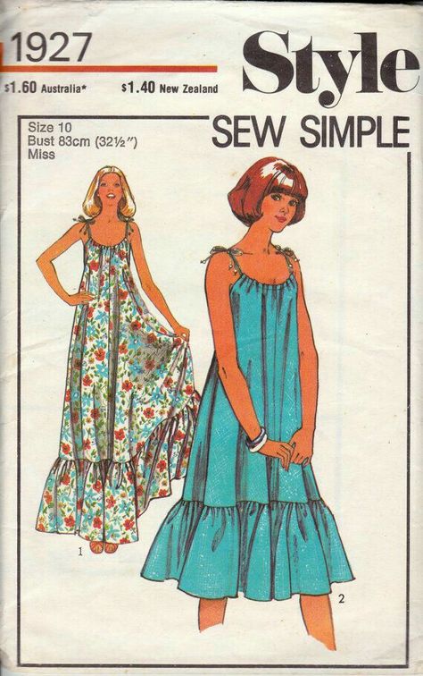 70's Maxi Peasant Dress Pattern 70s Dress Pattern, Peasant Dress Pattern, 1970s Summer, Peasant Dress Patterns, Summer Dress Patterns, Robes Vintage, Bias Cut Dress, Vintage Dress Patterns, Pillowcase Dress