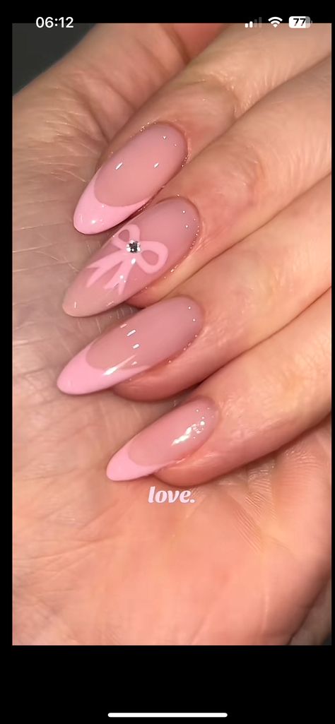 French Nails Birthday, Nail Ideas Almond Shape Pink, Pink Nails W Design, Almond Nails Designs Pink, Pink French Tip Almond Nails, Pink Coffin Nail Designs, Unusual Nails, Nails With Tips, Neutral Nails Acrylic