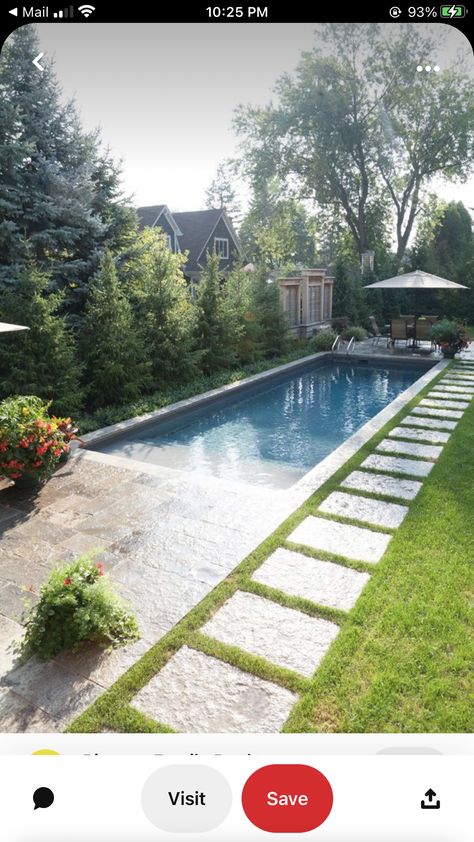 Inground Small Pool Ideas, Small Pool With Spa Designs, Backyard Small Pool Designs, Backyard Pool Garden, Lap Pools Backyard Small Yards, 16x32 Inground Pool, Small Backyard With Pool Ideas, Small Rectangle Pool, Small Yard Pools