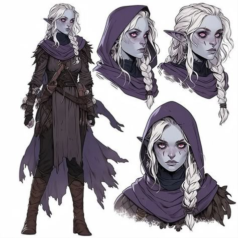 Changeling Druid Dnd, Drow Character Design, Dnd Drow Female, Changeling Aesthetic, Drow Fighter, Drow Female, Tiefling Rogue, Vampire Character, Dnd Tiefling