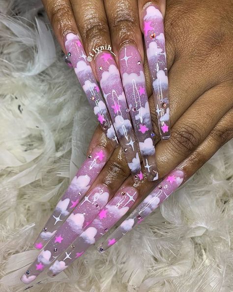 Nails Shapes, Long Acrylic Nail Designs, Cute Acrylic Nail Designs, Glow Nails, Dope Nail Designs, Long Acrylic Nails Coffin, Exotic Nails, White Nail Designs, Long Square Acrylic Nails