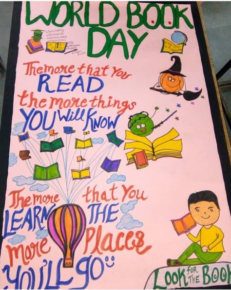 World Book Day 📚 World Book Day Drawing, World Book Day Activities, World Reading Day, Slogan Writing, Hard Drawings, Classroom Charts, World Book Day, Reading Day, Book Day