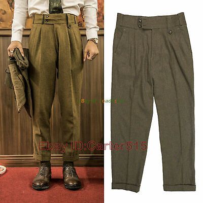 Pants Casual Straight Trousers Cropped Pleated. or negative. We maintain high standards of excellence. Gurkha Trousers Men, Vintage Military Pants, Gurkha Pants Men Outfit, Men’s Trousers, High Waisted Pants Men, Vintage Pants Men, Mens Silhouette, Mens High Waisted Trousers, Mens Pleated Trousers