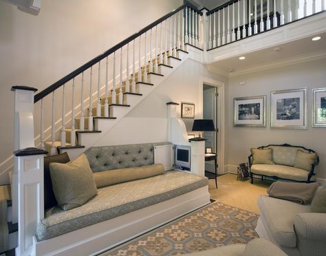 Stair Nook, تحت الدرج, Built In Couch, Built In Sofa, Stairs Architecture, Stair Case, Home Stairs Design, Stair Decor, Built In Seating