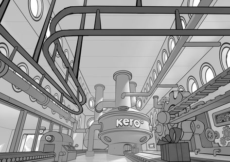 ArtStation - Kero´s toy factory (Christmas TV commercial) , Joris Dewolf Toy Factory Machine, Toy Factory Architecture, Toy Factory Illustration, Toy Factory Christmas, Factory Concept Art, Factory Animation, Factory Background, Factory Environment, Cartoon Factory