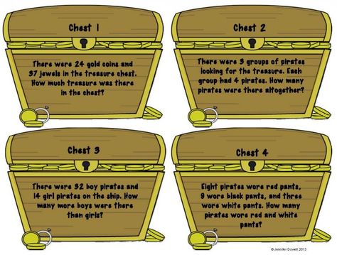 math word problems scavenger hunt task card Pirate Maths, Pirate Words, Pirate Unit, Treasure Hunt Clues, Math Questions, Math Words, Math Word Problems, 4th Grade Math, Play Based