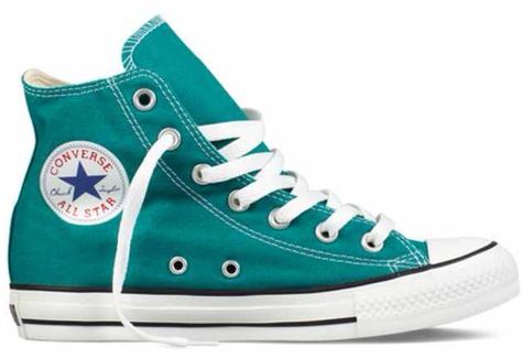 Teal Chuck Taylor's. Teal Converse, High Top Converse, Outfits With Converse, Prom Shoes, Converse Sneakers, Converse Chuck Taylor All Star, Converse High Tops, Designer Sneakers, Converse All Star