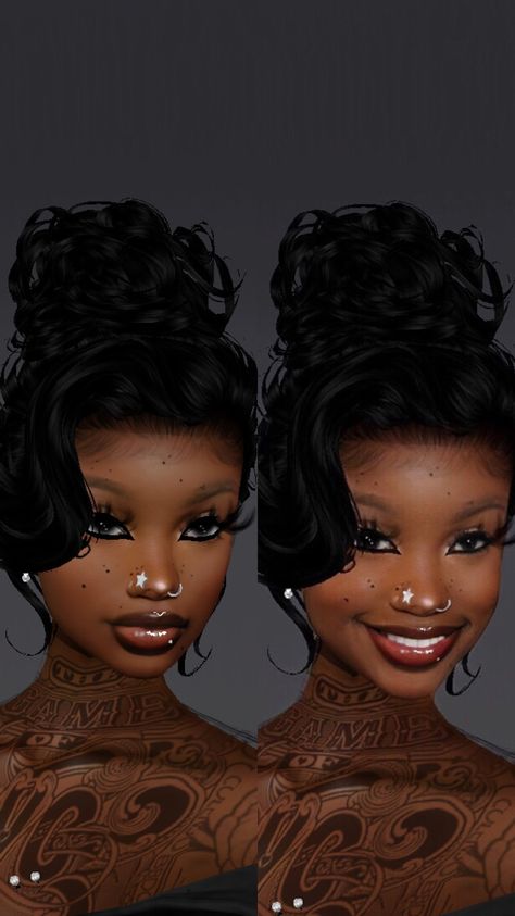 Imvu Realistic Face, Imvu Dark Skin, Imvu Mesh Head Ideas, Black Imvu Girl, Imvu Face Ideas, Imvu Avi Ideas, Imvu Makeup, Imvu Pfp, Imvu Avi