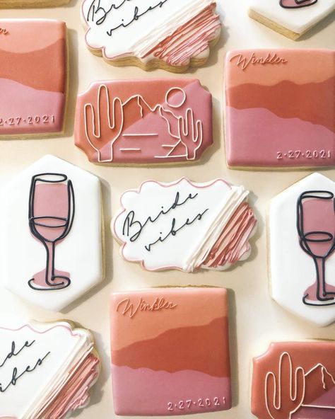 Desert Bachelorette Party, Scottsdale Before The Veil, Desert Disco, Bachelorette Cookies, Bride Vibes, Scottsdale Bachelorette, Royal Iced Cookies, Party Cookies, Bridal Shower Cookies