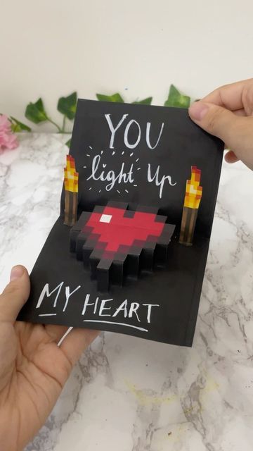 Gift Ideas To Make For Boyfriend, Minecraft Ideas For Boyfriend, Cute Diy Gifts For Your Boyfriend, Cute Bf Crafts, Minecraft Card Ideas, Cute Letter Ideas For Boyfriend Creative, Bf Ideas Gifts, Minecraft Gift Ideas For Boyfriend, Cute Diy Boyfriend Gifts