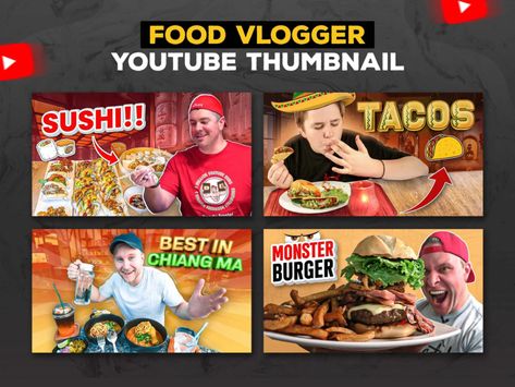 Food Review Youtube thumbnail by Emamul Hossen on Dribbble Food Thumbnail Youtube, Food Youtube Thumbnail Design, Yt Thumbnail, Miniature Youtube, Thumbnails Youtube Background, Youtube Cover, Youtube Thumbnail Design, Youtube Success, Data Design