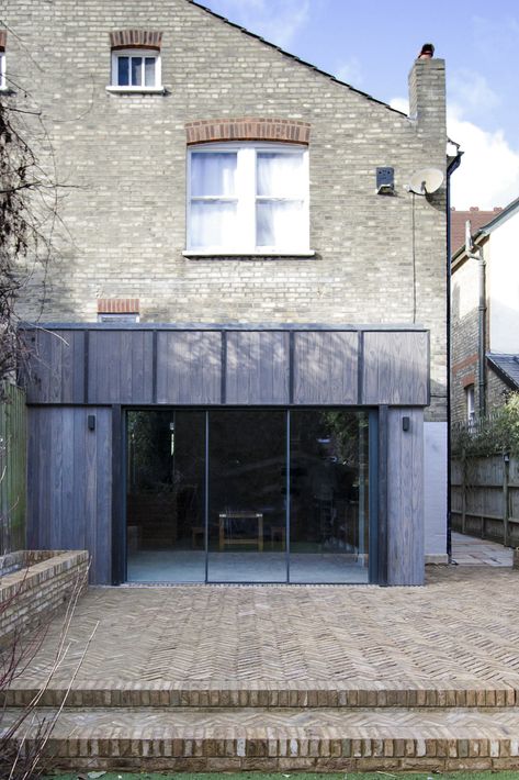 Charred Cladding, London Extension, Timber Facade, Burnt Timber, Cladding Exterior, Timber Joinery, Light Brush, Architects Studio, Factory Interior