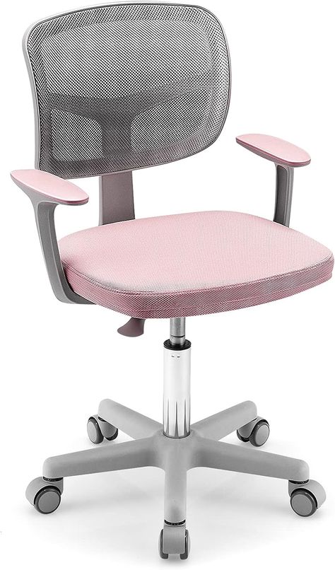 COSTWAY Kids Computer Desk Chair, Children Task Study Chairs with Lumbar Support, Sit-Brake Casters, Adjustable and Swivel Mesh Chair for School Home Office (Pink) : Amazon.co.uk: Home & Kitchen Office School Room, Kids Computer Desk, Home Office Pink, Study Chairs, Study Computer, Kids Study Desk, Student Chair, Kids Computer, Kids Desk