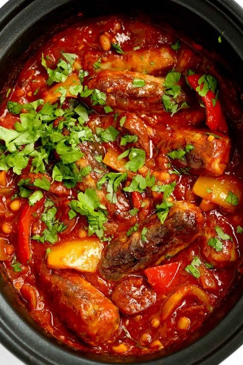 Sausage Casserole Slow Cooker, Slow Cooker Sausage Recipes, Casserole Slow Cooker, Taming Twins, Sausage Slow Cooker, Slow Cooker Sausage, Sausage Casserole Recipes, Slow Cooker Chicken Curry, Sausage Recipes For Dinner