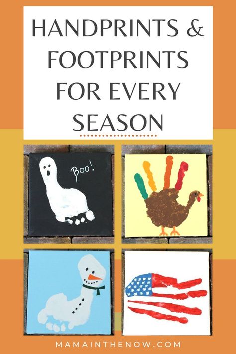 These are the cutest hand-print and footprint crafts to do with your kids! These crafts are so easy to make and will be sentimental seasonal decorations for years to come! You will find great ideas for every season and occasion! Try making one of these fun footprint or hand-print crafts with your kids today. #footprint #handprint #kids #diy #art #crafts #kidscrafts #decorations Gifts To Grandparents, Hygge Diy, Print Crafts, Diy Art Crafts, Footprint Crafts, Hand Crafts For Kids, Footprint Art, Handprint Crafts, Seasonal Decorations