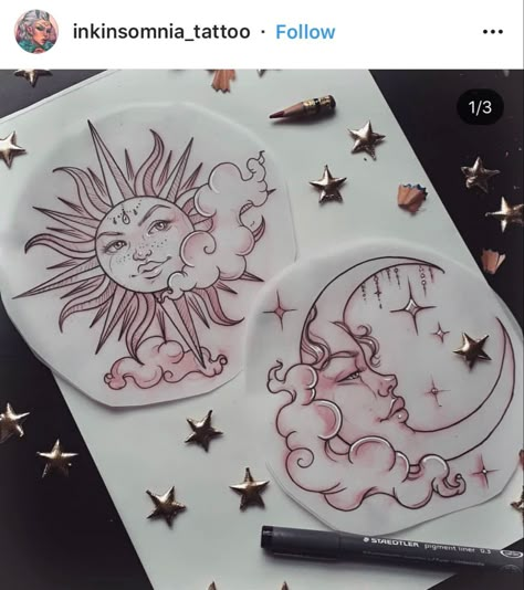 Sun And Moon Design, Kunst Tattoos, Moon Tattoo Designs, Inspiration Tattoos, Forever And Ever, Sister Tattoos, Dream Tattoos, Friend Tattoos, Dope Tattoos