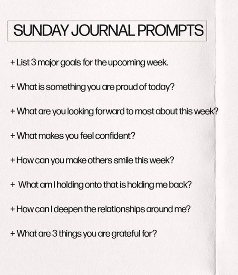 Sunday Prompts, Journal Prompts Sunday, Sunday Morning Journal Prompt, Bad Day Journal Prompts, Monthly Reset Journal Prompts, Journal Writing Prompts, Cool Writing, Feel Confident, Jesus Loves Me