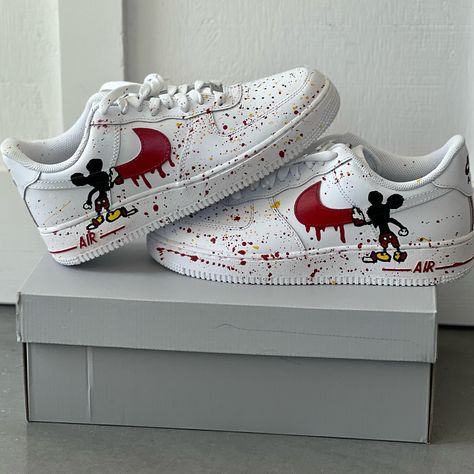 Buy LV Drip - AF1's for only $240.00 at Tommy Manning Art! Custom Sneakers Diy, Embroidered Converse, Custom Painted Shoes, Custom Shoes Diy, Nike Shoes Air Force, Nike Shoes Girls, Nike Fashion Shoes, Custom Nike Shoes, Personalized Shoes