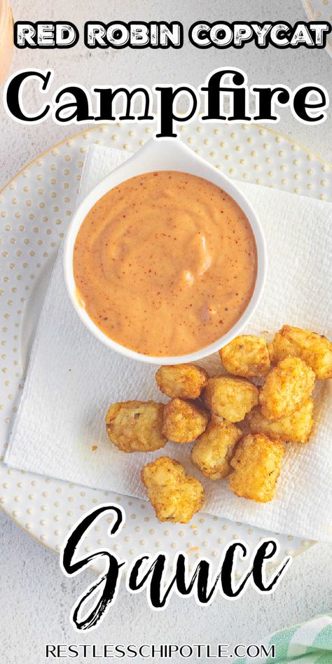 If you love dipping your french fries, onion rings, (and fingers) into Red Robin Campfire sauce you're going to love this copycat recipe! It's quick and easy - and will be fine in your fridge for about a week. Copycat Red Robin, Red Robin Campfire Sauce, Chicken Nuggets Sauce, Campfire Sauce, Red Robins, Dips Recipes, Delicious Dips, Homemade Sauce Recipes, Dipping Sauces Recipes