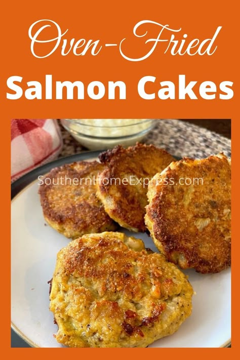 Baked Salmon Patties, Fried Salmon Patties, Oven Salmon, Salmon Cakes Recipe, Canned Salmon Recipes, Salmon Croquettes, Salmon Patties Recipe, Oven Baked Salmon, Oven Fried