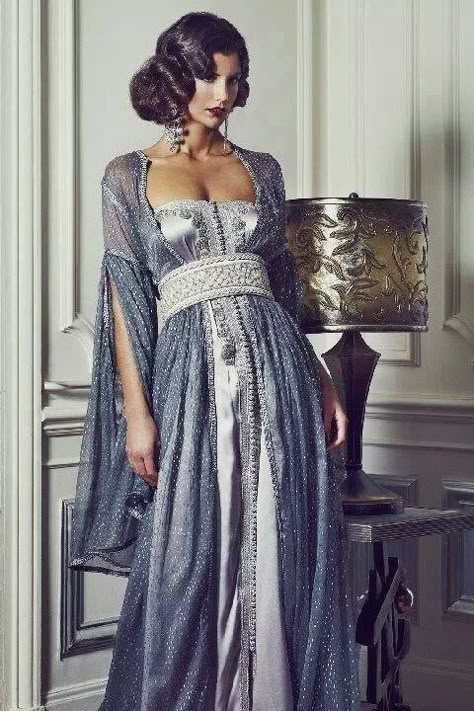 Caftan Marocain Fantasy Mini Dress, Phoenician Clothing, Summer Court Outfit, Game Of Thrones Outfit Inspiration, Blue Kaftan, Moroccan Fashion, Moroccan Dress, Fantasy Gowns, Fantasy Dress