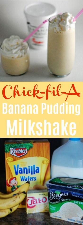 Pudding Milkshake, Banana Pudding Milkshake, Frozen Banana Recipes, Milkshake Recipe Easy, Banana Diet, Copycat Chick Fil A, Frosty Recipe, Banana Milkshake, Milkshake Recipes