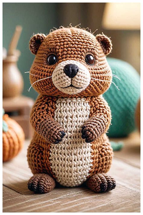 Dobr the Beaver Amigurumi Crochet Free Pattern Beaver Amigurumi, Amigurumi Crochet Free Pattern, Knit Baby Blanket Pattern Free, Crochet Critters, Crochet Project Free, Knitting Bag Pattern, Easy Crochet Animals, Crochet Animals Free Patterns, Crochet Mittens