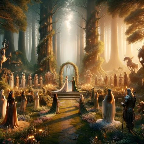 Arriving as guests of honour at the wedding of the wood elf queen to her shield maiden. #valkyrieandnymph #fantasy #fantasyart #fantasybooks #fantasyai #aifantasyart #aiart #aiartwork #aiartcommunity #ai #digitaldrawing #digitalartist #digitalpainting #digitalillustration #digitalcreator Fantasy Wedding Art, Elves Wedding, Queen Fantasy Art, Elf Wedding, Elf Queen, Fantasy Romance Art, Wood Elves, Lotr Elves, Middle Earth Art