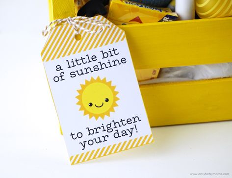 Sunshine Gift Box with Free Printable Gift Tag | artsy-fartsy mama Gifts For Your Boyfriend Diy, Sunshine Printable, Romantic Gifts For Him, Box Of Sunshine, Free Printable Gifts, Free Printable Gift Tags, Free Gift Tags, Boyfriend Diy, Relationship Gifts