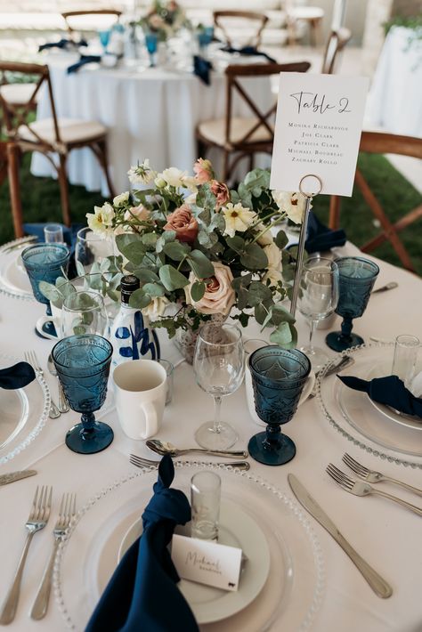 Blue And Blush Pink Wedding, Navy Wedding Theme, Backyard Wedding Ideas, Hamilton Wedding, Blue And Blush Wedding, Niagara Wedding, Intimate Backyard Wedding, Backyard Reception, Elegant Wedding Reception