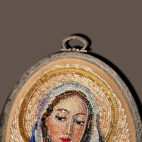 Valeria_Khrystyna / embroidery / brooch / handmade 🪡 on Instagram: "embroidered icon of the Virgin Mary✨✨
•size 12 x 16 cm
•to order, write in private messages
•worldwide delivery 

#embroidery #jewelry #embroideryart #embroiderersofinstagram #religion #icon #iconic @chanelofficial @prada  #handmade #handmadeembroidery #virginmary #jesus #christians" Virgin Mary Embroidery, Embroidery Brooch, Brooch Handmade, Needlework Embroidery, The Virgin Mary, Embroidery Jewelry, Brooches Handmade, Virgin Mary, Embroidery Art