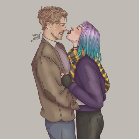 Art by @bubblytonksart on Insta Tonks Fanart, Remus Lupin Nymphadora Tonks, Remus Lupin Moony, We Could Have Been, Remus And Tonks, Nymphadora Tonks, Harry Potter Comics, Remus Lupin, Short Comics