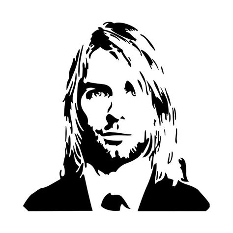 Kurt Cobain T-Shirt Celebrity Stencil, Kurt Cobain Art, Joker Drawings, Grunge Tattoo, Fairy Tree Houses, French Bulldog Art, Wood Burn Designs, Pyrography Art, Silhouette Stencil